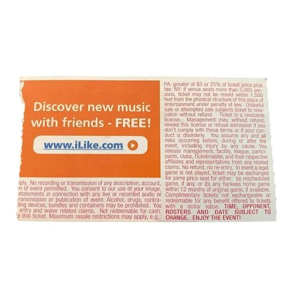 The Bob Dylan Show 2009 July 23 Ticket Stub Lakewood NJ - Picture 2 of 2